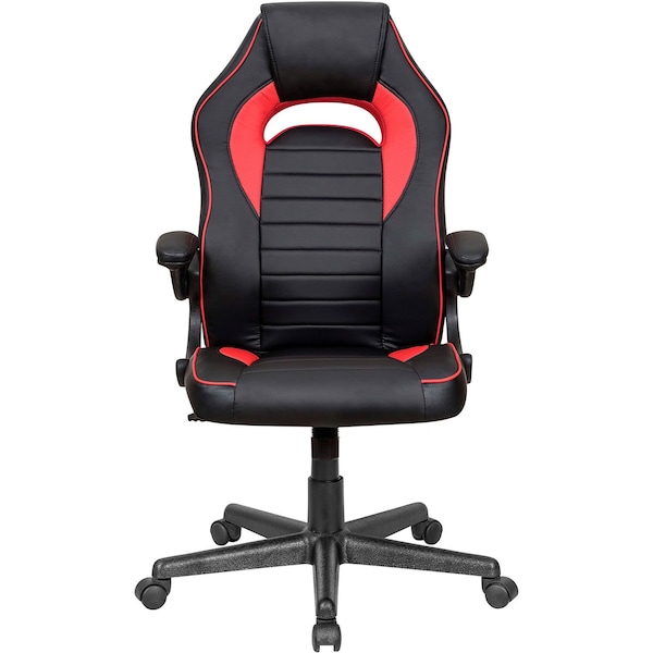 Global Industrial Racing/Gaming Chair, Mid Back, Synthetic Leather, Black/Red - 695854RD
