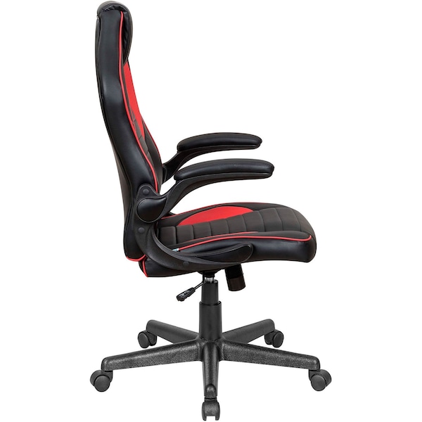 Global Industrial Racing/Gaming Chair, Mid Back, Synthetic Leather, Black/Red - 695854RD