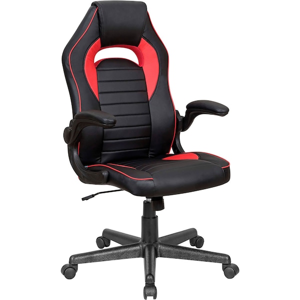 Global Industrial Racing/Gaming Chair, Mid Back, Synthetic Leather, Black/Red - 695854RD