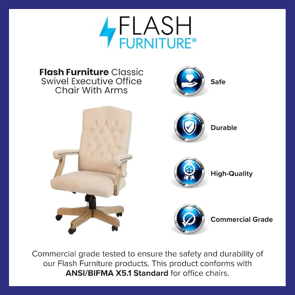Flash Furniture Ivory Microfiber Classic Executive Office Chair - 802-IV-GG