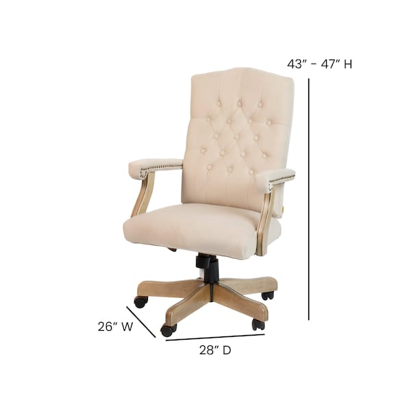 Flash Furniture Ivory Microfiber Classic Executive Office Chair - 802-IV-GG