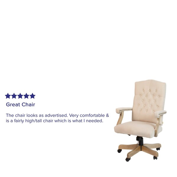 Flash Furniture Ivory Microfiber Classic Executive Office Chair - 802-IV-GG