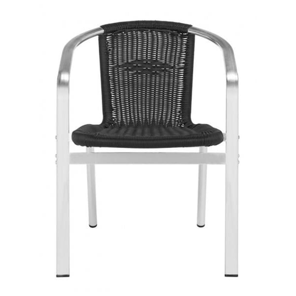 Safavieh 28 x 22 x 22.8 in. Wrangell Indoor-Outdoor Stacking Armchair, Black - FOX5207E-SET2