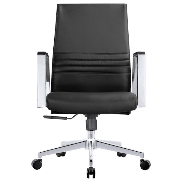 Leisuremod Aleen Office Chair in Upholstered Leather and Iron Frame with Swivel and Tilt, Black - AO19BLL