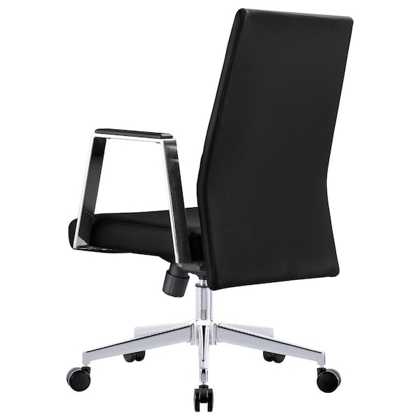 Leisuremod Aleen Office Chair in Upholstered Leather and Iron Frame with Swivel and Tilt, Black - AO19BLL