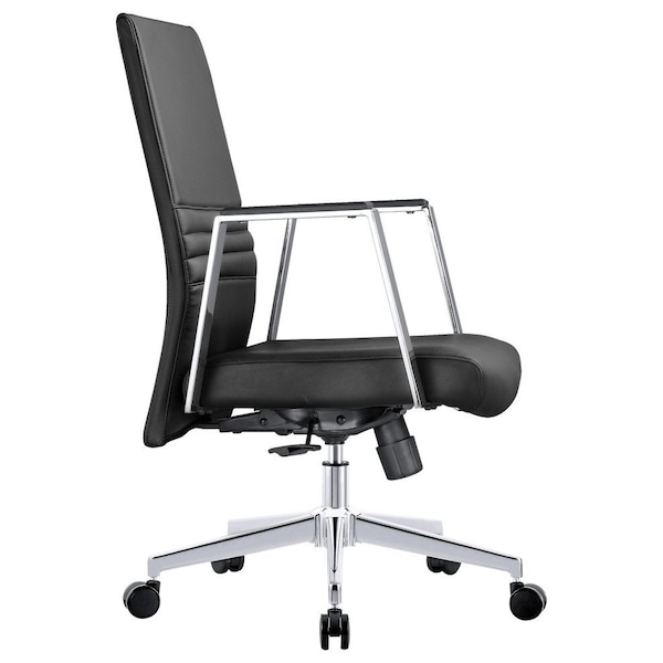 Leisuremod Aleen Office Chair in Upholstered Leather and Iron Frame with Swivel and Tilt, Black - AO19BLL