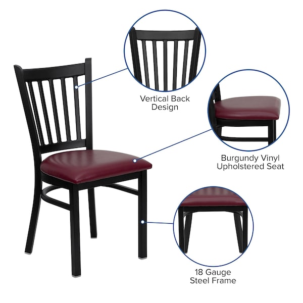 Flash Furniture Hercules Restaurant Chair, 17 in W 20-1/4" L 34-1/4" H - XU-DG-6Q2B-VRT-BURV-GG
