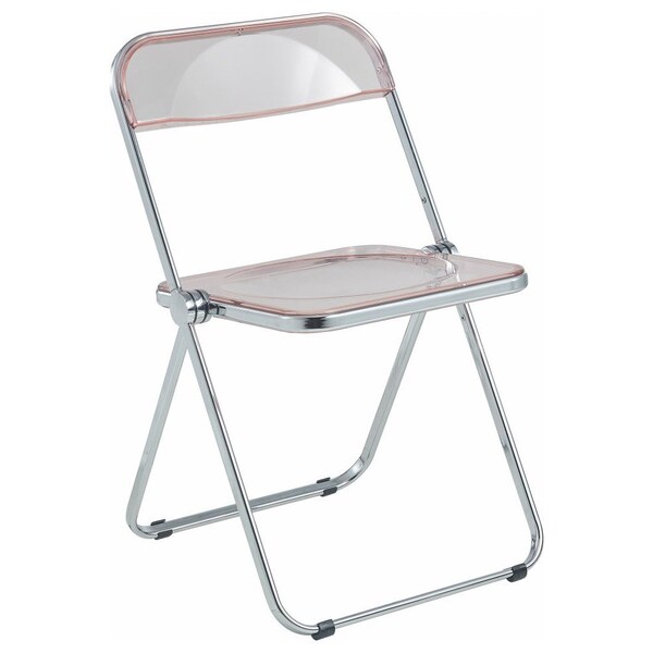 Leisuremod Lawrence Acrylic Folding Chair with Metal Frame, Rose Pink - LF19PK