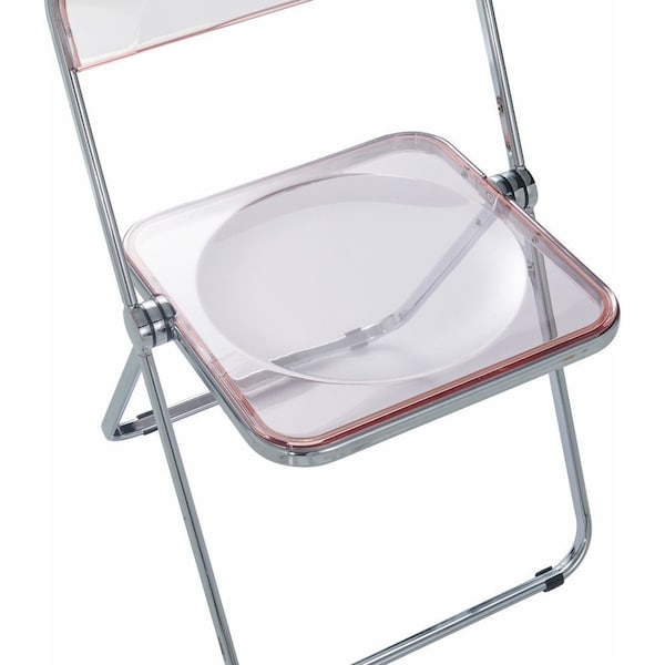 Leisuremod Lawrence Acrylic Folding Chair with Metal Frame, Rose Pink - LF19PK