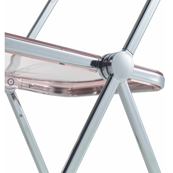 Leisuremod Lawrence Acrylic Folding Chair with Metal Frame, Rose Pink - LF19PK