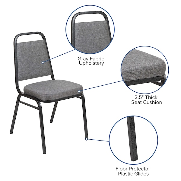 Flash Furniture Gray Fabric Banquet Chair with Silver Vein Frame - FD-BHF-1-SILVERVEIN-BCG-GG