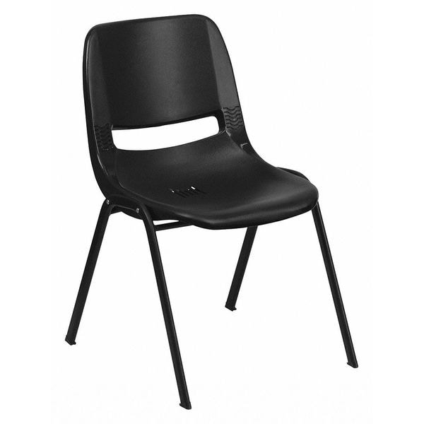 Flash Furniture Stack Chair, Plastic, Black, 32" H - RUT-EO1-BK-GG