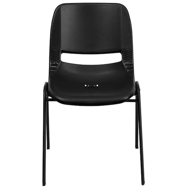 Flash Furniture Stack Chair, Plastic, Black, 32" H - RUT-EO1-BK-GG