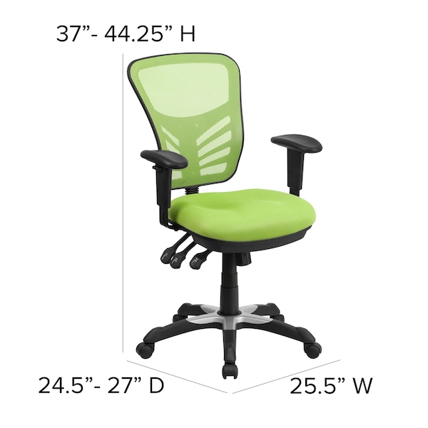 Flash Furniture Contemporary Office Chair, Green Seat, Black Back, 25 3/4" W 27-1/2" L 43-1/2" H, Adjustable Padded - HL-0001-GN-GG
