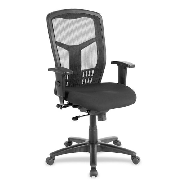 Lorell Executive Chair Seat Glide Mesh High-Back Chair, Black, Adjustable Arms, 18" to 21-1/2" Height, Mesh - LLR86205