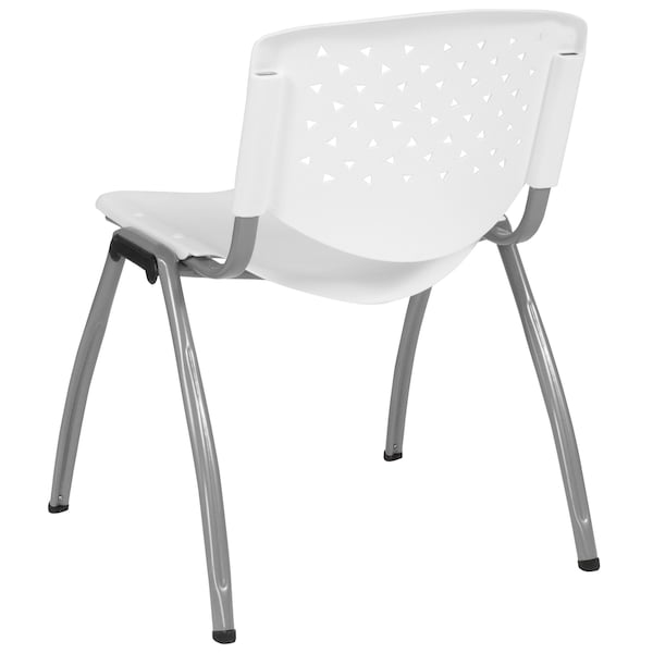 Flash Furniture HERCULES Series 880 lb. Capacity White Plastic Stack Chair with Titanium Gray Powder Coated Frame - RUT-F01A-WH-GG