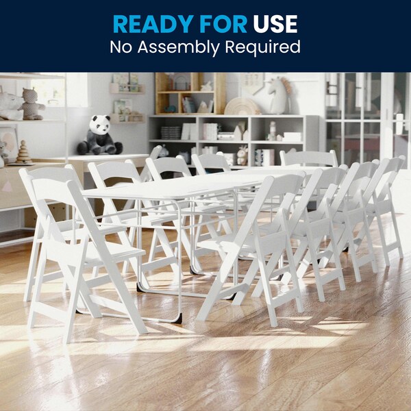 Flash Furniture Kids White Resin Folding Chair w/ Padded Seat, PK10 - 10-LE-L-1K-GG