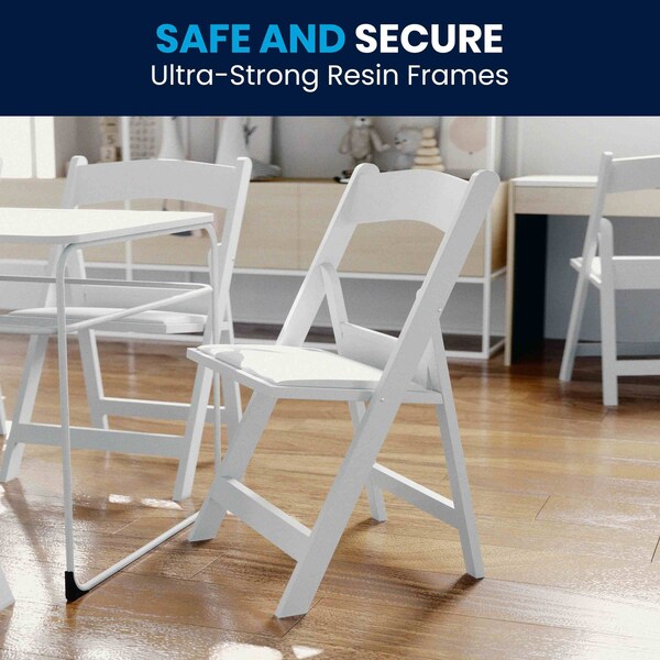 Flash Furniture Kids White Resin Folding Chair w/ Padded Seat, PK10 - 10-LE-L-1K-GG