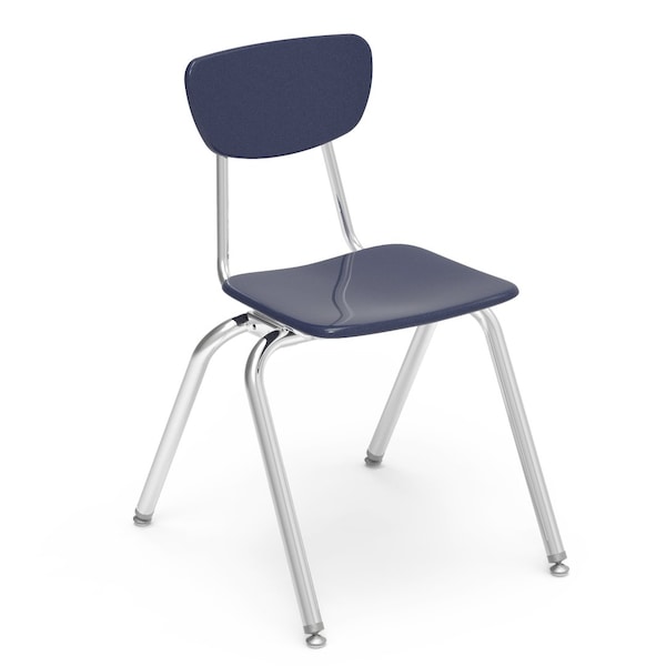 Virco 3000 Series 18" Classroom Chair, 5th Grade - Adult with Nylon Glides - Navy Seat - 3018