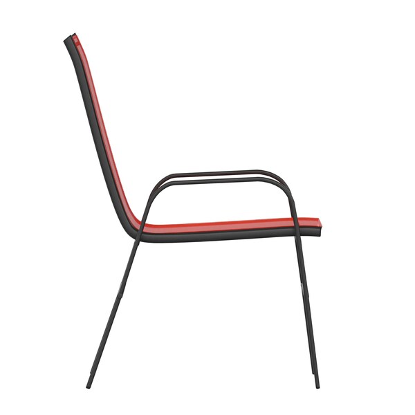 Flash Furniture Red Outdoor Stack Chair w Flex Material, 4PK - 4-JJ-303C-RD-GG