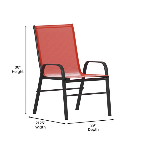 Flash Furniture Red Outdoor Stack Chair w Flex Material, 4PK - 4-JJ-303C-RD-GG