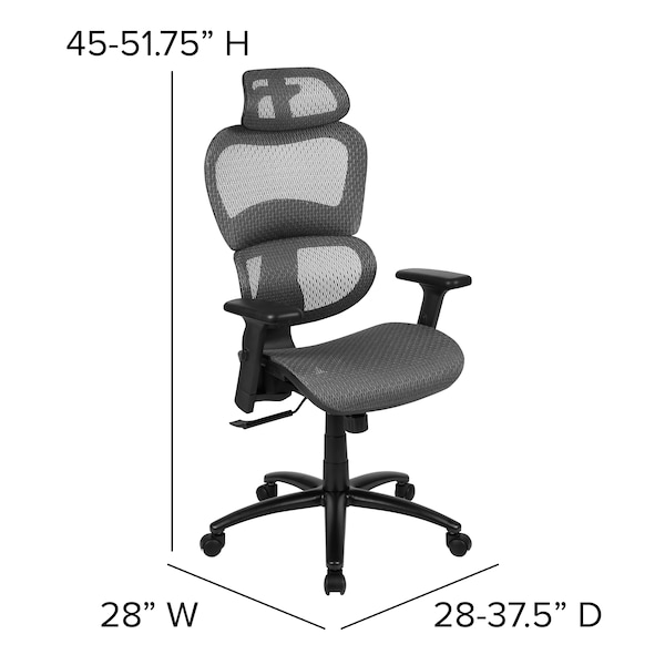 Flash Furniture Office Chair, Mesh, Gray - H-LC-1388F-1K-GY-GG