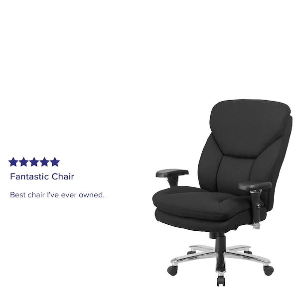 Flash Furniture Hercules Office Chair, Black Seat, Black Back, 32 3/4 in W 34" L 48" H, Adjustable Padded - GO-2085-GG