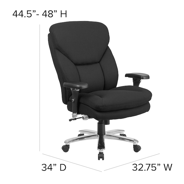 Flash Furniture Hercules Office Chair, Black Seat, Black Back, 32 3/4 in W 34" L 48" H, Adjustable Padded - GO-2085-GG