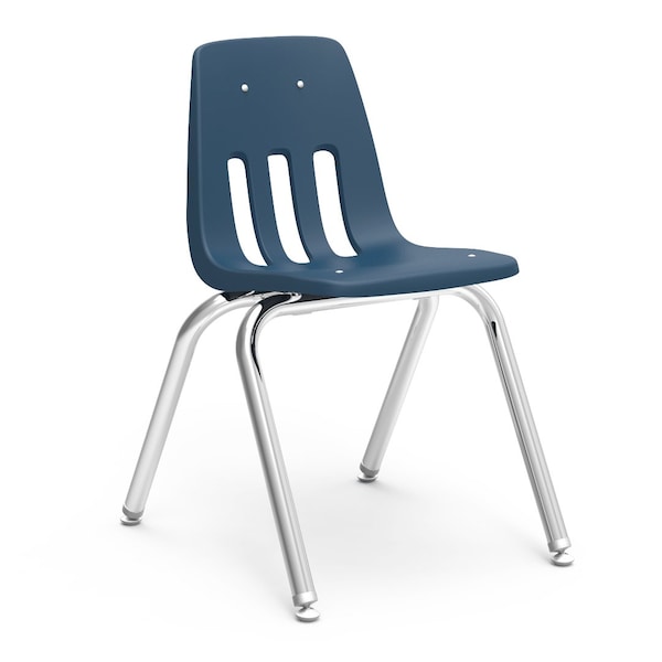 Virco 9000 Series 16" Classroom Chair, 2nd Grade - 4th Grade with Nylon Glides - Navy Seat - 9016