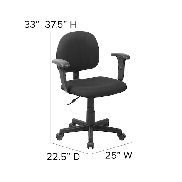 Flash Furniture Fabric Task Chair, 21 1/2-, Adjustable Padded, Black - BT-660-1-BK-GG