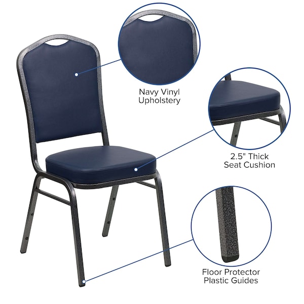 Flash Furniture Hercules Banquet Chair, 17-1/4 in W 20-1/4" L 38" H, Vinyl Seat - FD-C01-SILVERVEIN-NY-VY-GG