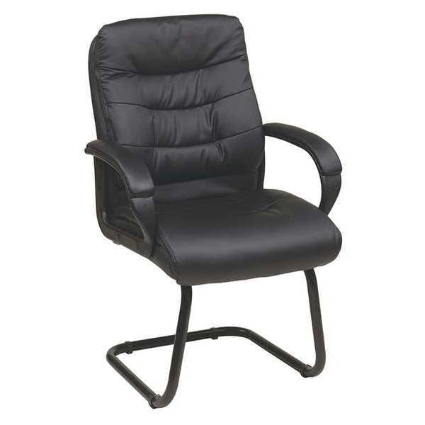 Work Smart FL Visitors Chair, Black Back, 26 in W 26-3/4" L 41" H, Padded Loop, Leather Seat - FL7485-U6