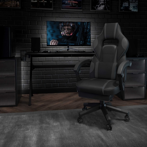 Flash Furniture Black/Gray Reclining Gaming Chair with Footrest - CH-00288-BK-GG