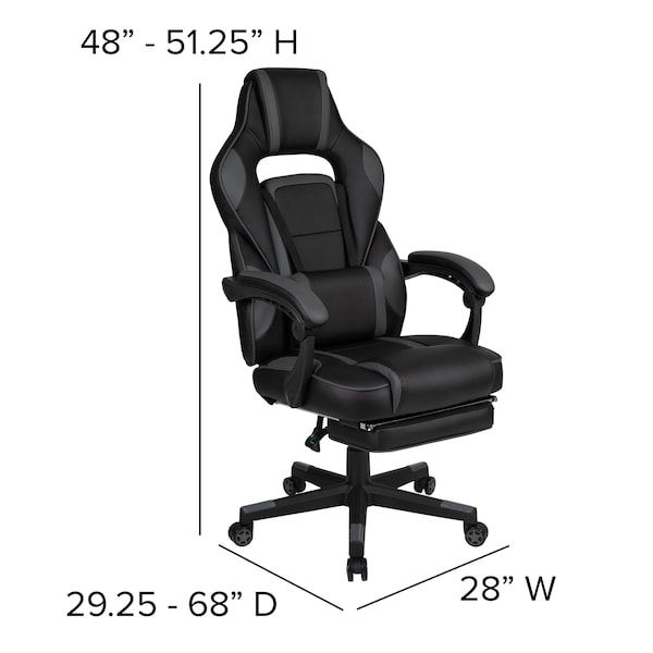 Flash Furniture Black/Gray Reclining Gaming Chair with Footrest - CH-00288-BK-GG