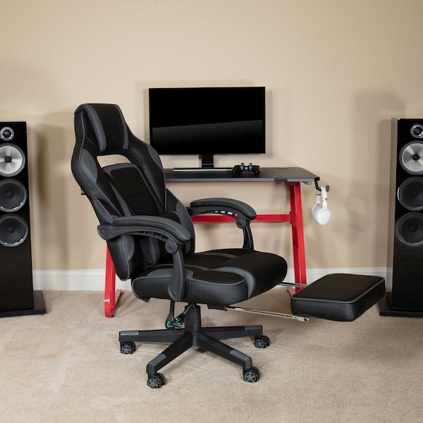 Flash Furniture Black/Gray Reclining Gaming Chair with Footrest - CH-00288-BK-GG