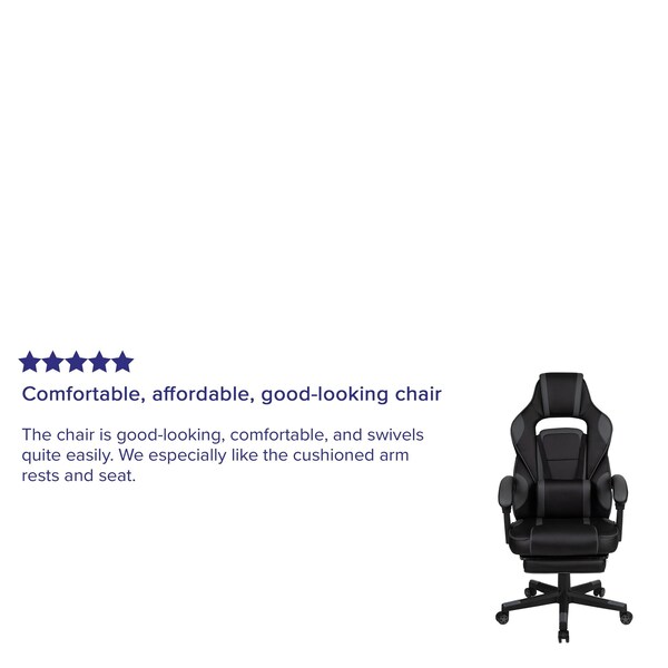 Flash Furniture Black/Gray Reclining Gaming Chair with Footrest - CH-00288-BK-GG