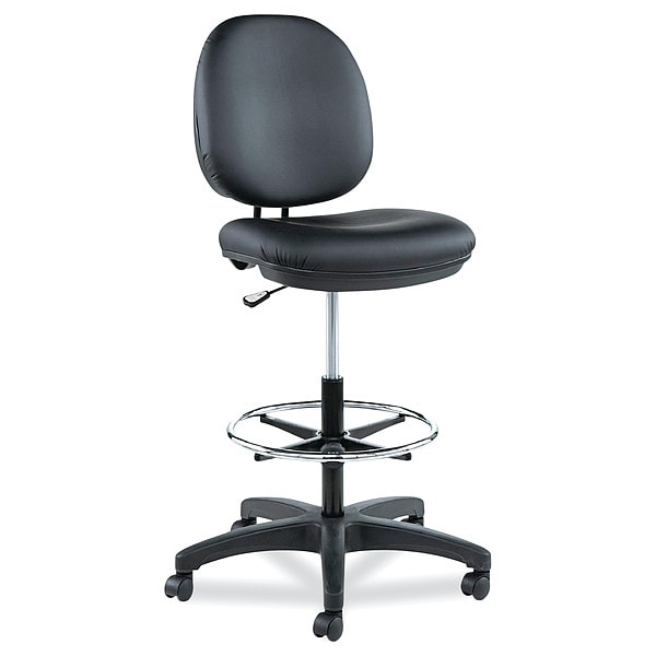 Alera Drafting Chairs Chairs/Stools, No Arms, 24" to 34-1/2" Height, PVC-Free Faux Leather, Black - ALEIN4616