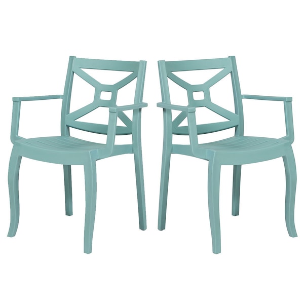 Rainbow Outdoor Zeus Set of 2 Stackable Armchair-Blue - RBO-ZEUSBOX-BLU-AC-SET2