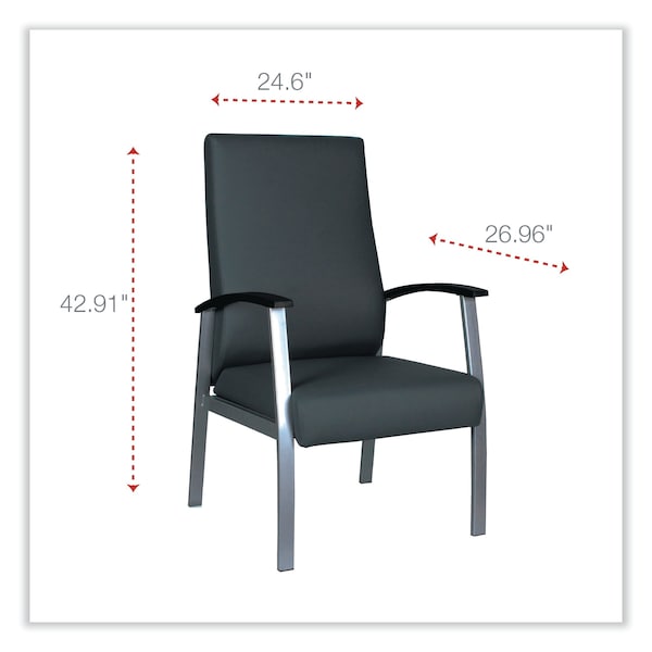 Alera Chairs/Stools, Black Seat, Black Back, 24.6" W 26.96" L 42.91" H, Curved Loop, Polyurethane Seat - ALEML2419