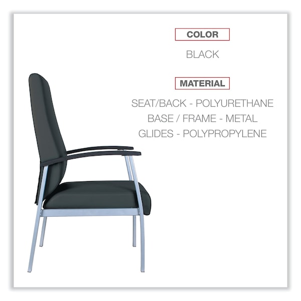 Alera Chairs/Stools, Black Seat, Black Back, 24.6" W 26.96" L 42.91" H, Curved Loop, Polyurethane Seat - ALEML2419