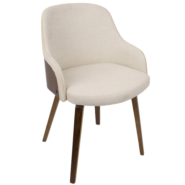Lumisource Bacci Dining/ Accent Chair in Walnut Wood and Cream Fabric - CH-BCCI WL+CR