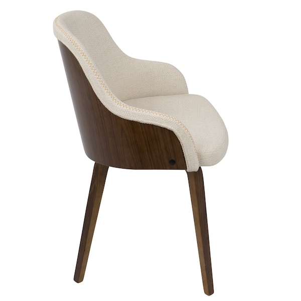 Lumisource Bacci Dining/ Accent Chair in Walnut Wood and Cream Fabric - CH-BCCI WL+CR