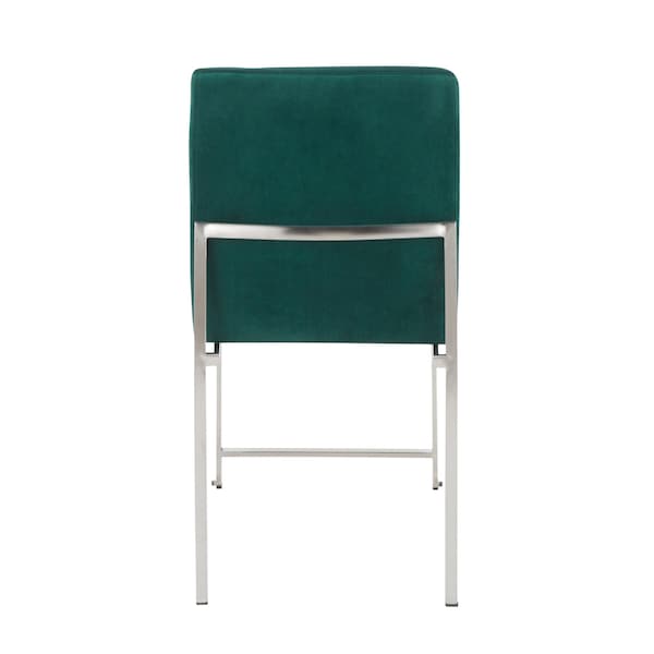 Lumisource High Back Fuji Dining Chair in Stainless Steel and Green Velvet, PK 2 - DC-HBFUJI SSVGN2