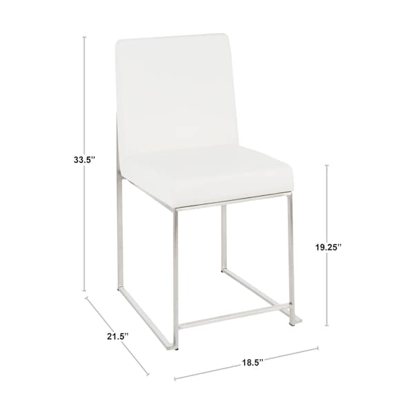 Lumisource High Back Fuji Dining Chair in Stainless Steel and Green Velvet, PK 2 - DC-HBFUJI SSVGN2