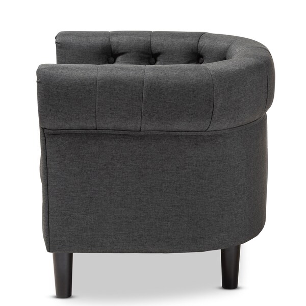 Baxton Studio Bisset Gray Upholstered Chesterfield Chair - 154-9511