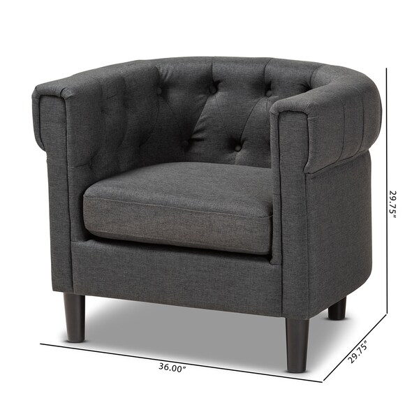 Baxton Studio Bisset Gray Upholstered Chesterfield Chair - 154-9511