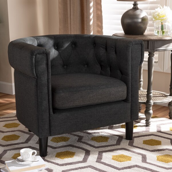 Baxton Studio Bisset Gray Upholstered Chesterfield Chair - 154-9511