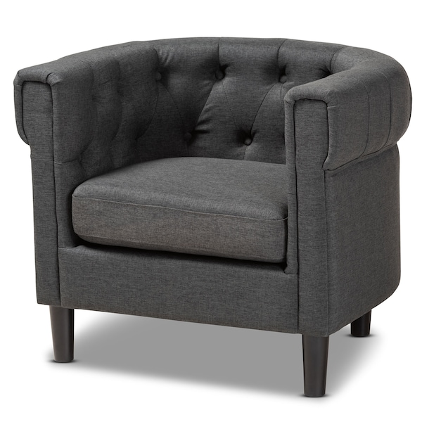 Baxton Studio Bisset Gray Upholstered Chesterfield Chair - 154-9511