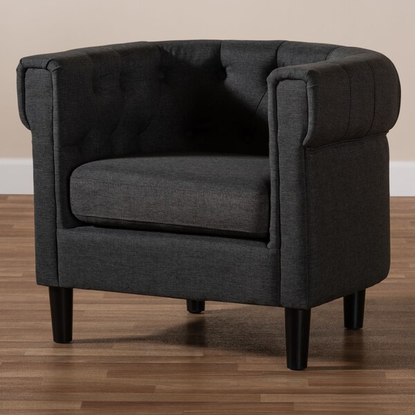 Baxton Studio Bisset Gray Upholstered Chesterfield Chair - 154-9511