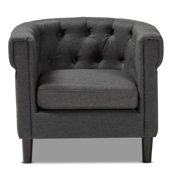 Baxton Studio Bisset Gray Upholstered Chesterfield Chair - 154-9511